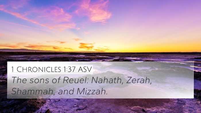 1 Chronicles 1:37 ASV 4K Wallpaper - The sons of Reuel: Nahath, Zerah, Shammah, and - 4K Wallpaper Bible Verse