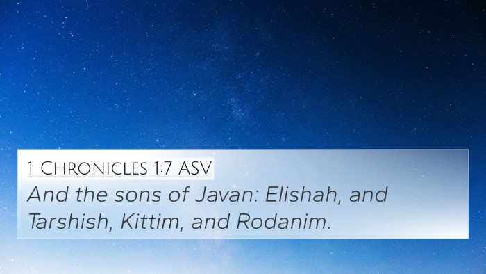 1 Chronicles 1:7 ASV Bible Verse Image