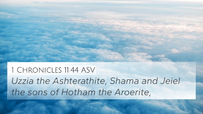 1 Chronicles 11:44 ASV 4K Wallpaper - Uzzia the Ashterathite, Shama and Jeiel the sons - 4K Wallpaper Bible Verse