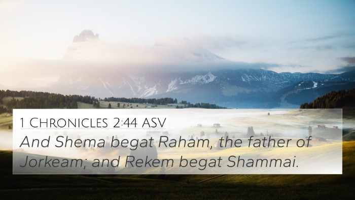 1 Chronicles 2:44 ASV 4K Wallpaper - And Shema begat Raham, the father of Jorkeam; and - 4K Wallpaper Bible Verse