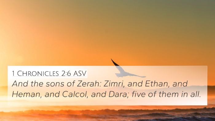 1 Chronicles 2:6 ASV Bible Verse Image