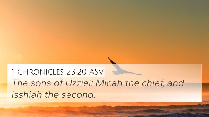 1 Chronicles 23:20 ASV Bible Verse Image