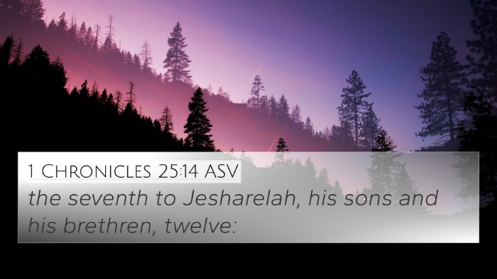 1 Chronicles 25:14 ASV 4K Wallpaper - the seventh to Jesharelah, his sons and his - 4K Wallpaper Bible Verse