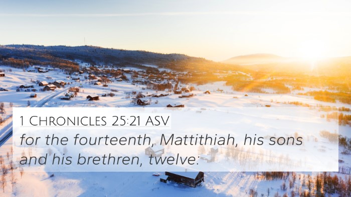 1 Chronicles 25:21 ASV 4K Wallpaper - for the fourteenth, Mattithiah, his sons and his - 4K Wallpaper Bible Verse