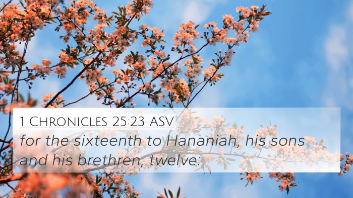 1 Chronicles 25:23 ASV 4K Wallpaper - for the sixteenth to Hananiah, his sons and his - 4K Wallpaper Bible Verse