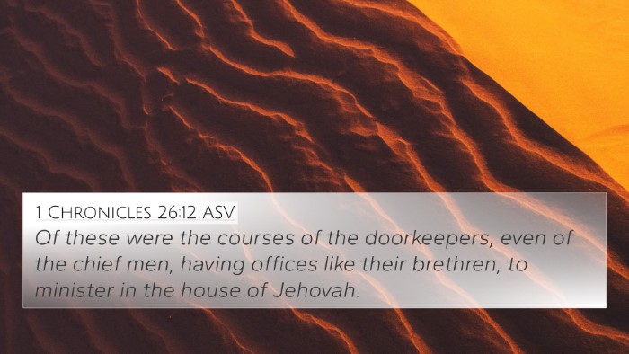 1 Chronicles 26:12 ASV 4K Wallpaper - Of these were the courses of the doorkeepers, - 4K Wallpaper Bible Verse
