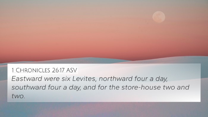 1 Chronicles 26:17 ASV 4K Wallpaper - Eastward were six Levites, northward four a day, - 4K Wallpaper Bible Verse