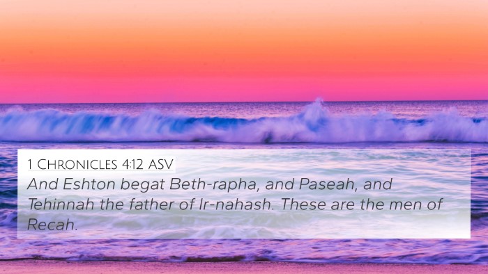 1 Chronicles 4:12 ASV 4K Wallpaper - And Eshton begat Beth-rapha, and Paseah, and - 4K Wallpaper Bible Verse