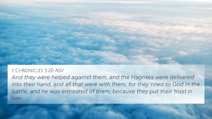 1 Chronicles 5:20 ASV Bible Verse Image