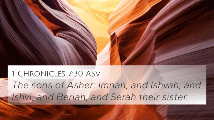 1 Chronicles 7:30 ASV 4K Wallpaper - The sons of Asher: Imnah, and Ishvah, and Ishvi, - 4K Wallpaper Bible Verse