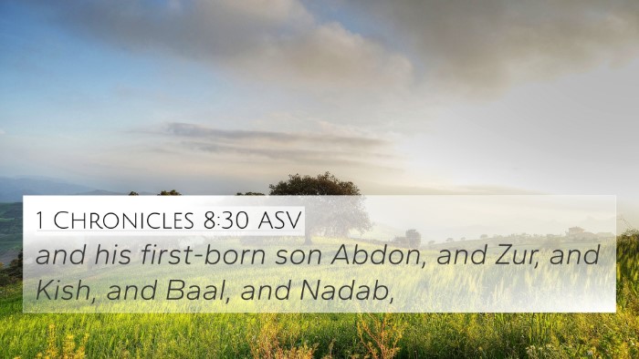 1 Chronicles 8:30 ASV Bible Verse Image