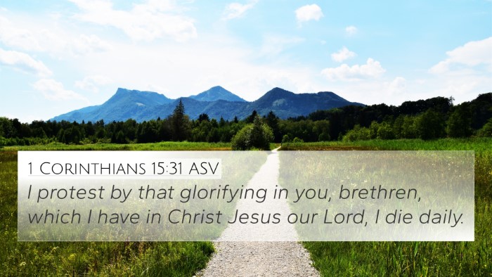 1 Corinthians 15:31 ASV Bible Verse Image