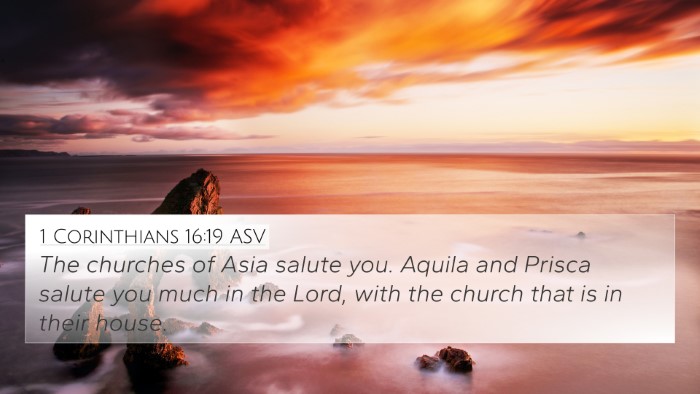 1 Corinthians 16:19 ASV Bible Verse Image