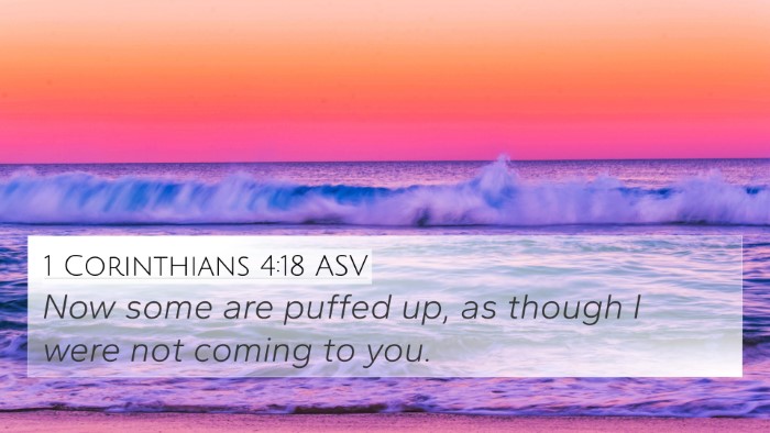 1 Corinthians 4:18 ASV Bible Verse Image