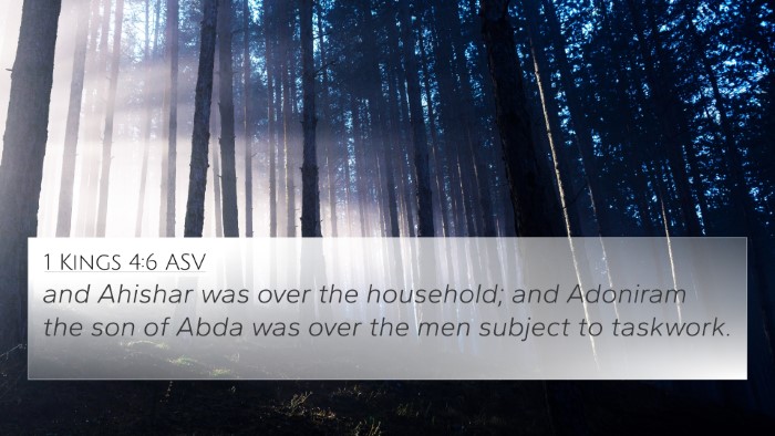 1 Kings 4:6 ASV 4K Wallpaper - and Ahishar was over the household; and Adoniram - 4K Wallpaper Bible Verse
