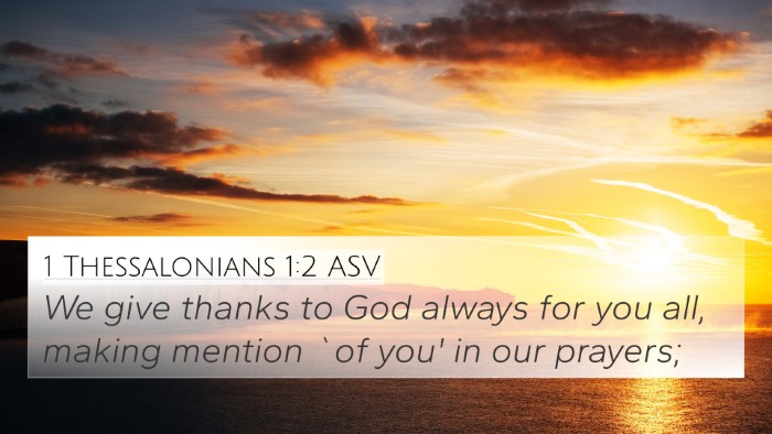 1 Thessalonians 1:2 ASV Bible Verse Image