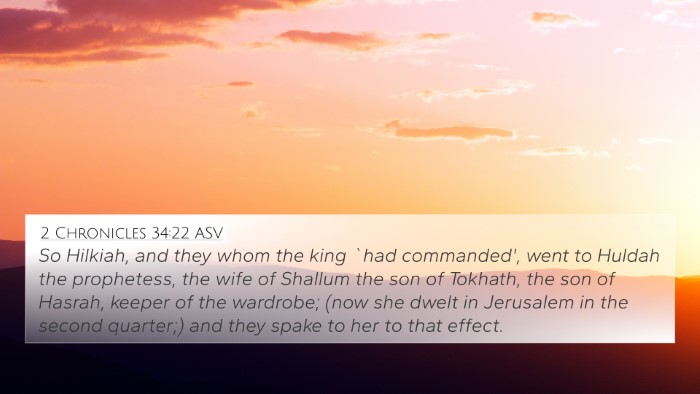 2 Chronicles 34:22 ASV Bible Verse Image