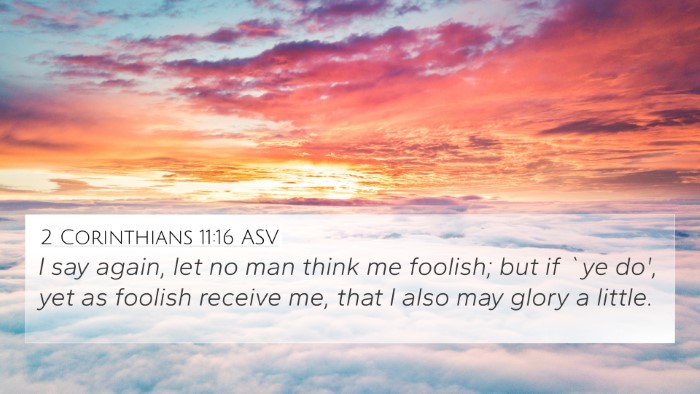 2 Corinthians 11:16 ASV Bible Verse Image