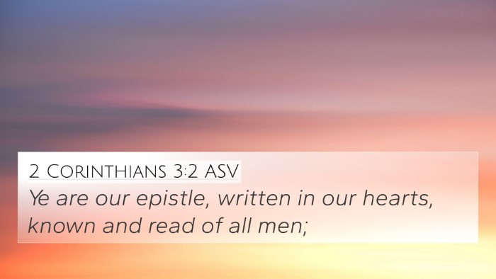 2 Corinthians 3:2 ASV Bible Verse Image