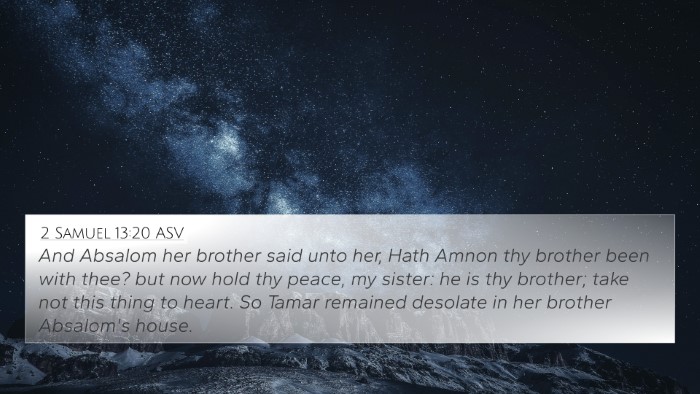 2 Samuel 13:20 ASV Bible Verse Image