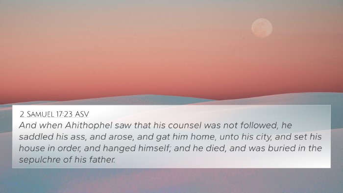 2 Samuel 17:23 ASV Bible Verse Image