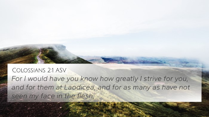 Colossians 2:1 ASV Bible Verse Image