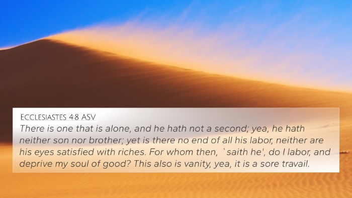 Ecclesiastes 4:8 ASV Bible Verse Image