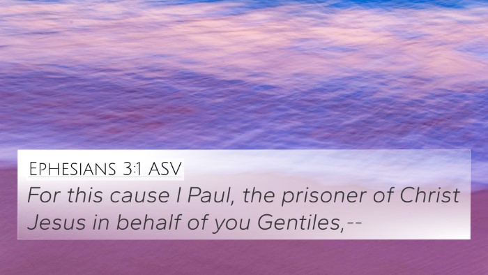Ephesians 3:1 ASV Bible Verse Image