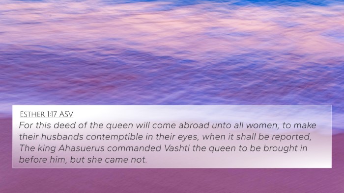 Esther 1:17 ASV Bible Verse Image