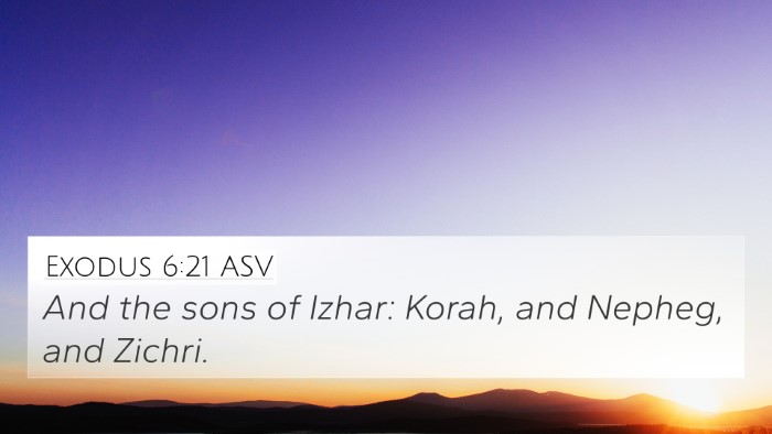Exodus 6:21 ASV Bible Verse Image