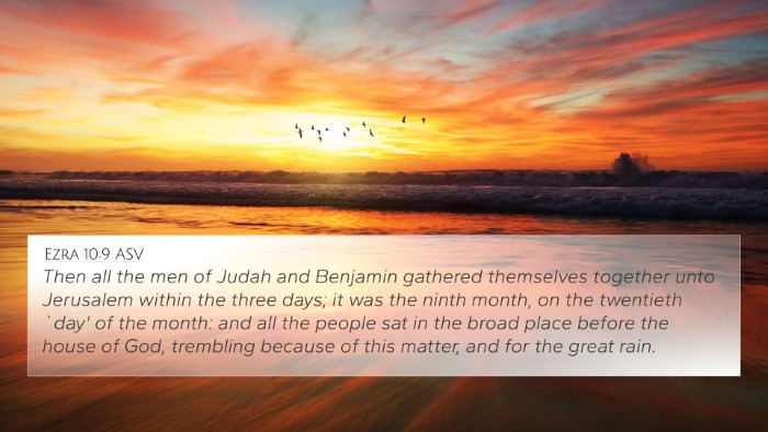 Ezra 10:9 ASV Bible Verse Image