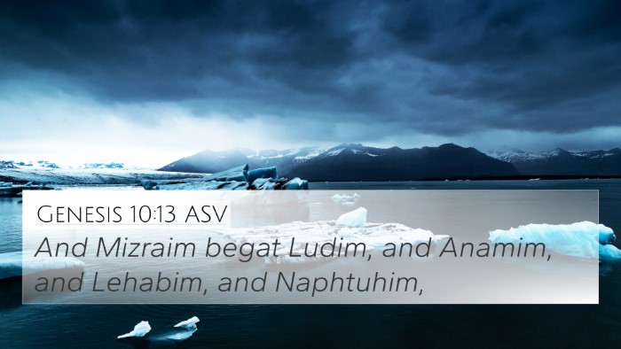 Genesis 10:13 ASV Bible Verse Image