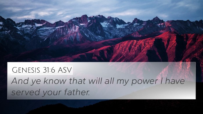Genesis 31:6 ASV Bible Verse Image