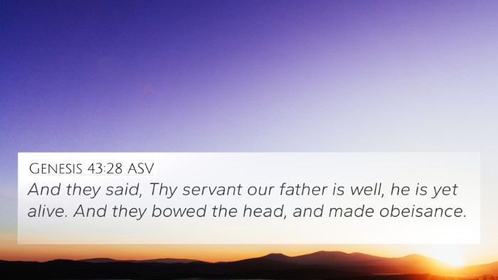 Genesis 43:28 ASV Bible Verse Image
