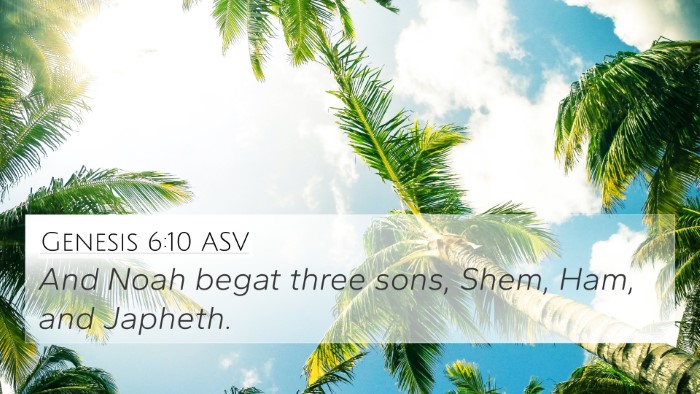 Genesis 6:10 ASV Bible Verse Image