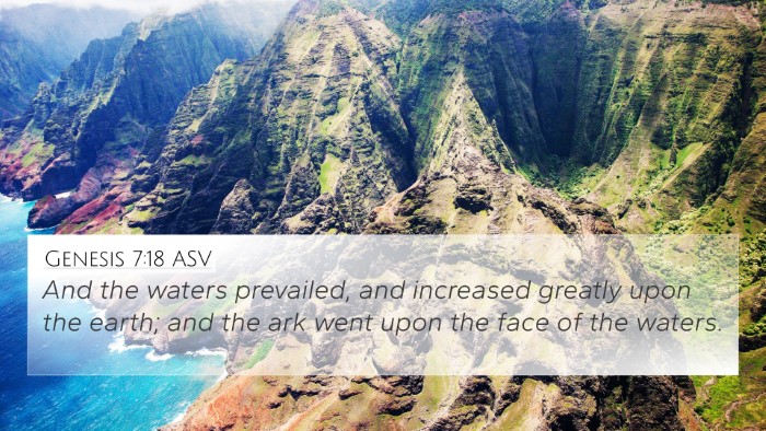 Genesis 7:18 ASV 4K Wallpaper - And the waters prevailed, and increased greatly - 4K Wallpaper Bible Verse