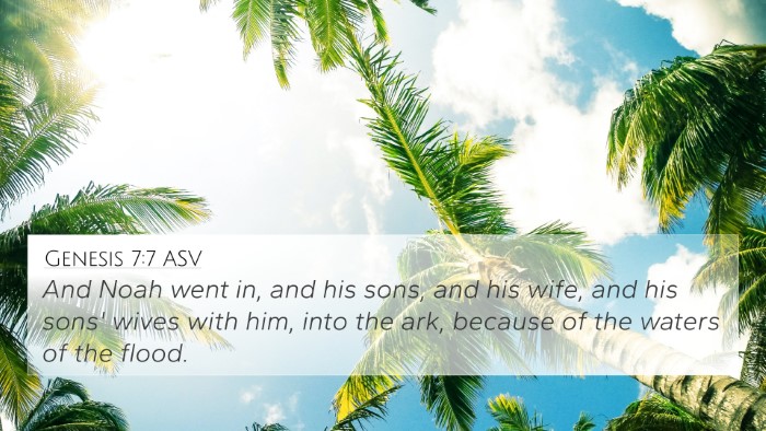 Genesis 7:7 ASV Bible Verse Image