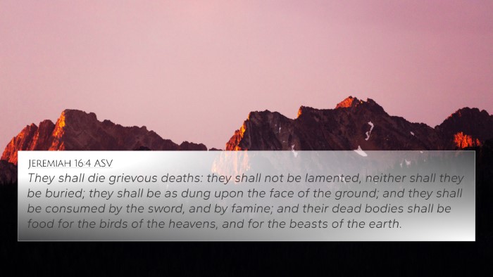 Jeremiah 16:4 ASV Bible Verse Image