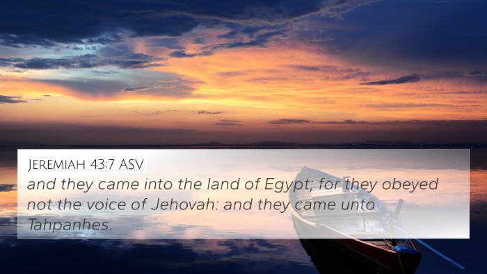 Jeremiah 43:7 ASV Bible Verse Image