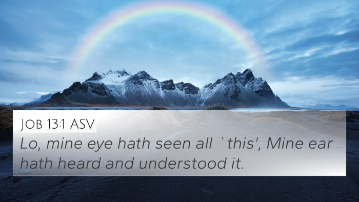Job 13:1 ASV 4K Wallpaper - Lo, mine eye hath seen all `this', Mine ear hath - 4K Wallpaper Bible Verse