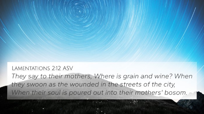 Lamentations 2:12 ASV 4K Wallpaper - They say to their mothers, Where is grain and - 4K Wallpaper Bible Verse