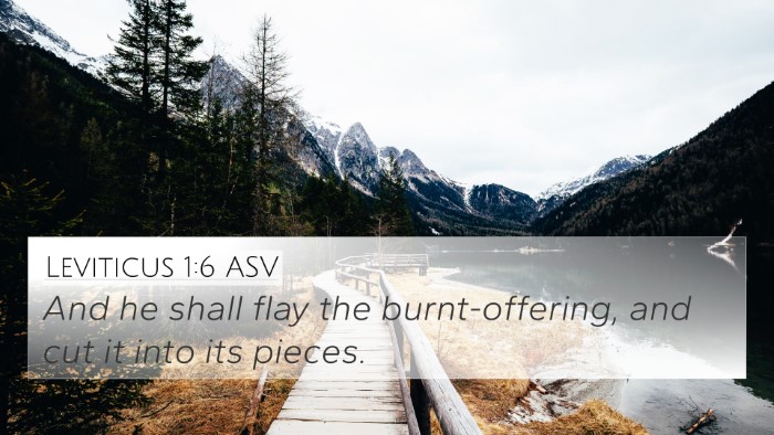 Leviticus 1:6 ASV 4K Wallpaper - And he shall flay the burnt-offering, and cut it - 4K Wallpaper Bible Verse