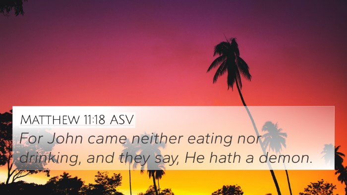 Matthew 11:18 ASV Bible Verse Image