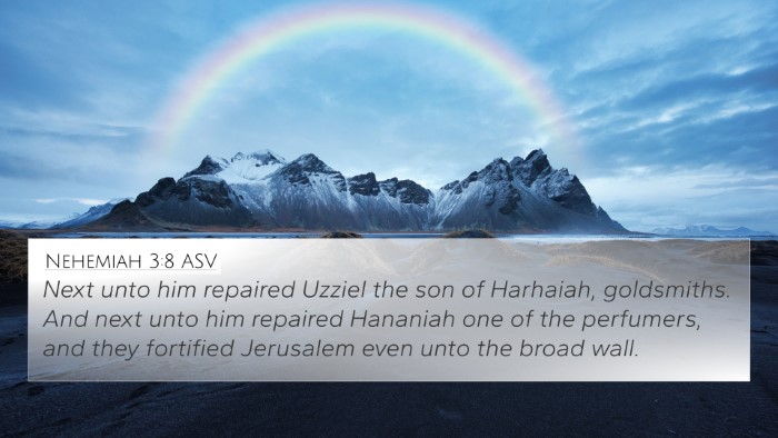 Nehemiah 3:8 ASV 4K Wallpaper - Next unto him repaired Uzziel the son of - 4K Wallpaper Bible Verse