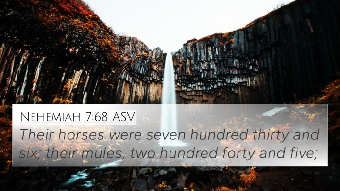 Nehemiah 7:68 ASV 4K Wallpaper - Their horses were seven hundred thirty and six; - 4K Wallpaper Bible Verse