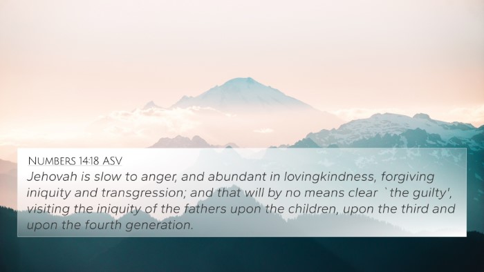 Numbers 14:18 ASV Bible Verse Image