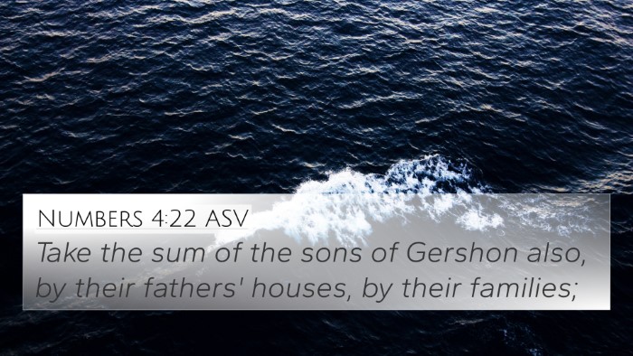 Numbers 4:22 ASV 4K Wallpaper - Take the sum of the sons of Gershon also, by - 4K Wallpaper Bible Verse