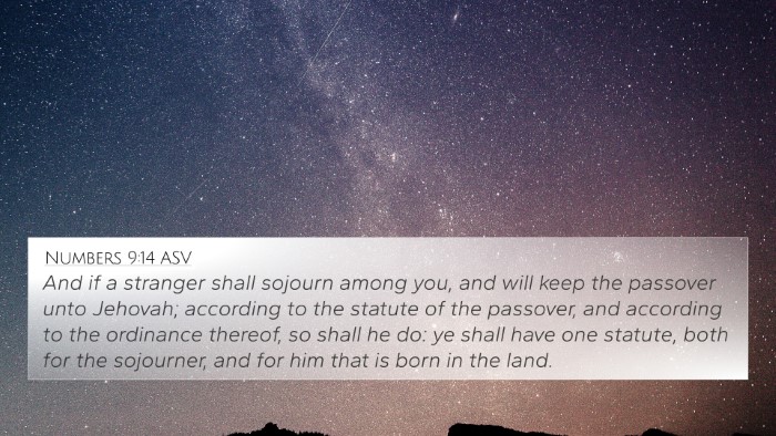 Numbers 9:14 ASV Bible Verse Image