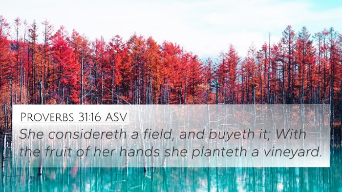 Proverbs 31:16 ASV 4K Wallpaper - She considereth a field, and buyeth it; With the - 4K Wallpaper Bible Verse
