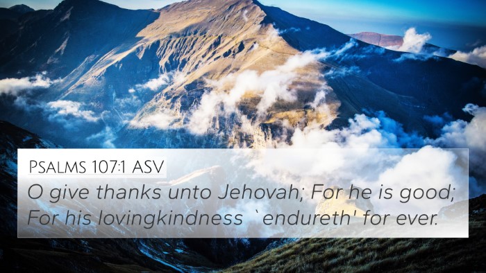 Psalms 107:1 ASV Bible Verse Image